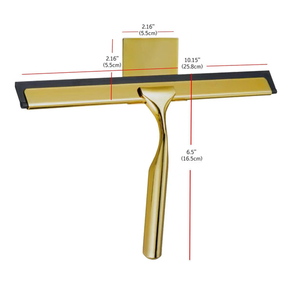 Gold Stainless Steel Window Bathroom Cleaning Squeegee - 10"