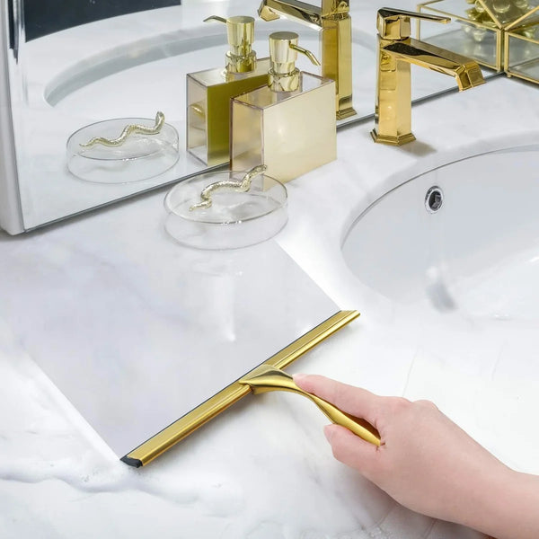 Gold Stainless Steel Window Bathroom Cleaning Squeegee - 10"