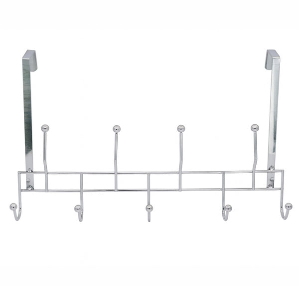 Heavy Duty Silver Over The Door Hanger Hanging Rack 9 Hooks Organizer