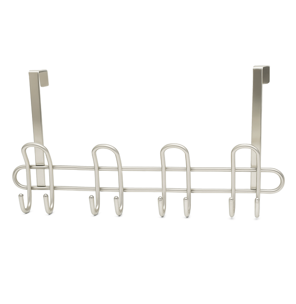 Heavy Duty Nickel Silver The Door Hanger Hanging Rack 8 Hooks Organizer