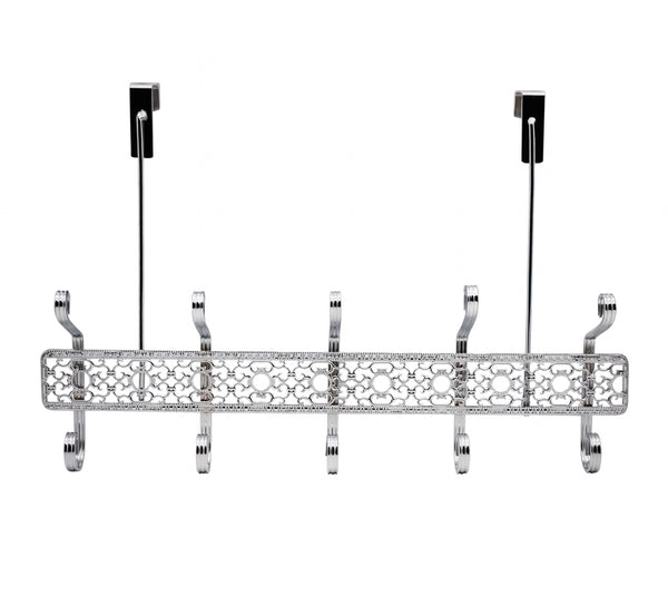 Heavy Duty Silver Over The Door Hanger Hanging Rack 10 Hooks Organizer