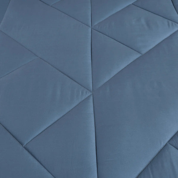 Blue Grey Solid Geometric Modern 9 Piece Bed-in-a-bag Comforter Set