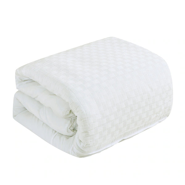 7 Piece Solid Off-White Geometric Bedding Comforter Set