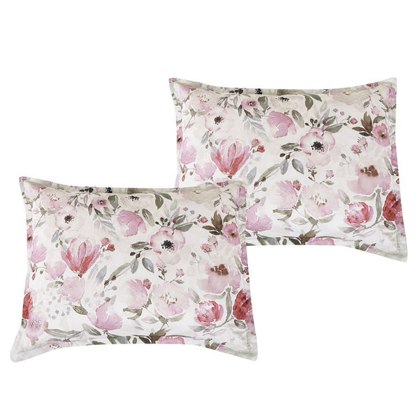 7 Piece Pink Floral Botanical Modern Comforter Set Soft Bedding