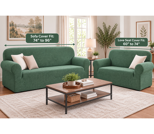 Mint 2-Piece Set Slipcover Sofa & Loveseat Cover Protector 4-Way Stretch Elastic