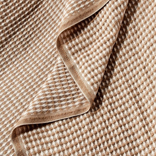 Beige & Cream Textured Woven Soft Cozy Throw Blanket with Fringe Tassels – 50"x60"