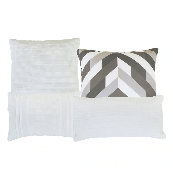 7 Piece Solid Off-White Geometric Bedding Comforter Set