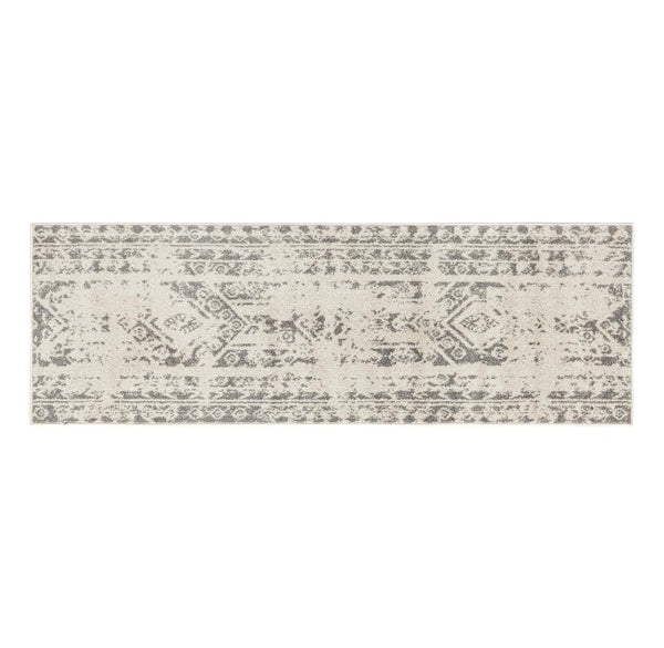 Cream/Gray Vintage Distressed Medallion Runner Rug - 2'7" x 10'