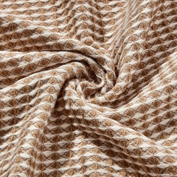 Beige & Cream Textured Woven Soft Cozy Throw Blanket with Fringe Tassels – 50"x60"