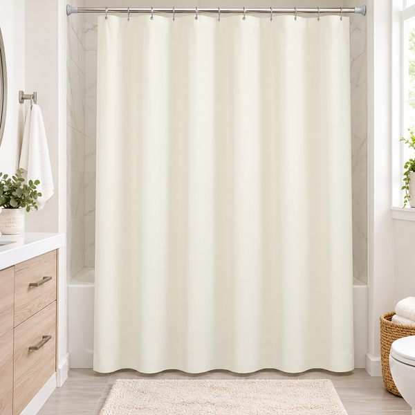 71" x 71" - Ivory Vinyl Shower Curtain Liner Waterproof