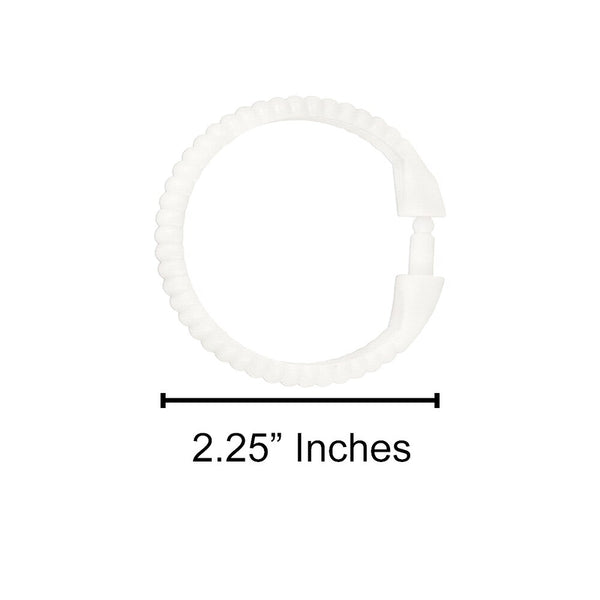 White 12 Piece Premium Plastic Shower Curtain Hooks Rings Round 2.25" Inches