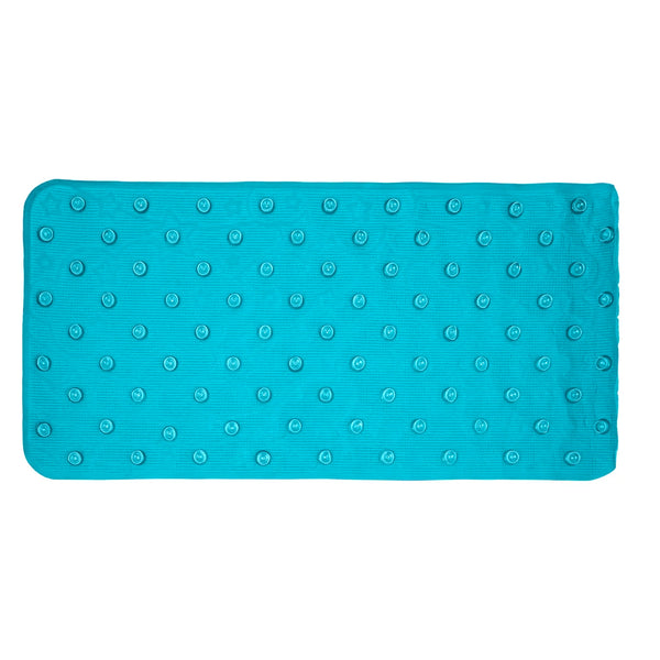 Turquoise Blue Non-Slip PVC Textured Plush Tub & Shower Mat with Suction Cups - 35.75" x 17.5"