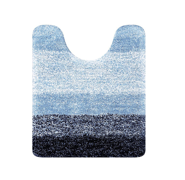 Large 2 Piece Navy Blue Ombre Microfiber Soft Thick Plush Bath Mat Set