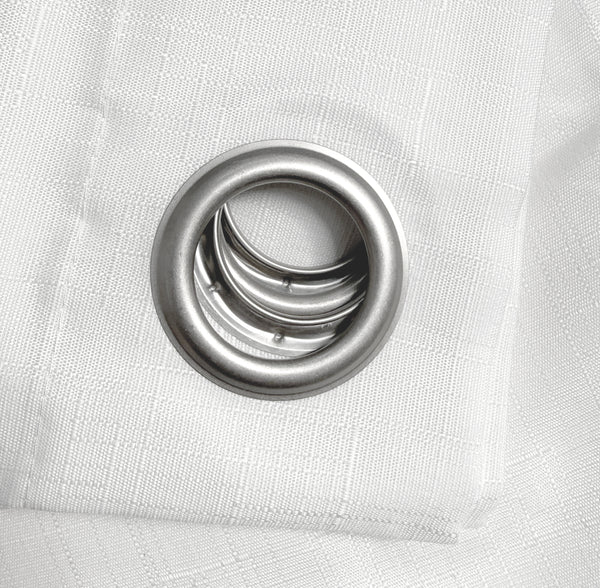 2 Piece White Textured  Grommet Window Curtain Panel Set - 108" Long