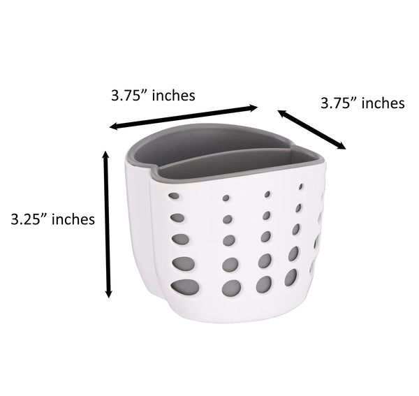 White & Gray Double Layer Kitchen Counter Organizer Sink Sponge Scrubber Holder Storage Caddy
