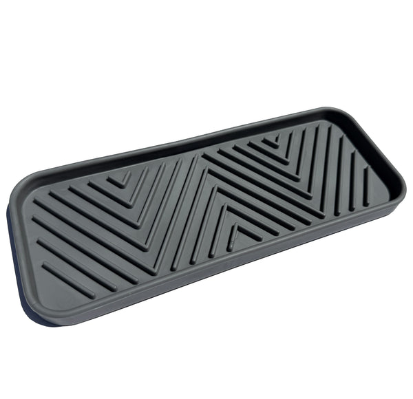 Grey Non-Slip TPR Kitchen Sink Sponge Holder Tray Mat - 2 Pack