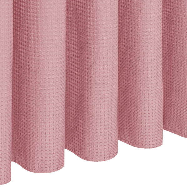 72" x 72" - Rose Pink Fabric Textured Glam luxury Shower Curtain With 12 Metal Roller Ball Hooks