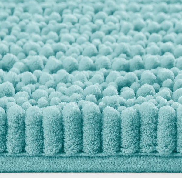 Large 2 Piece Set Spa Blue Soft Cozy Plush Chenille Bath Mat Bathroom Rug