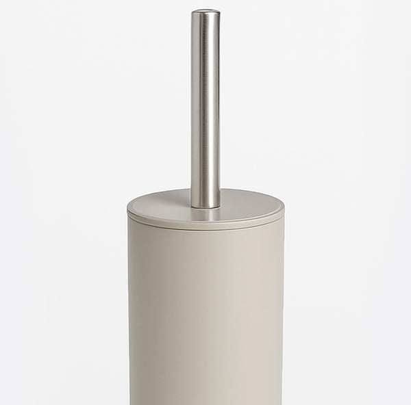 15" Tall Modern Light Grey Toilet Brush Set with Holder