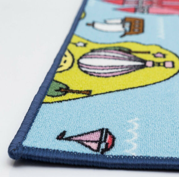 Educational USA States Map / Princess World Reversible Fun Kids Area Rug