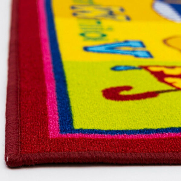 Multi Color ABCs Educational / Pink Butterflies Reversible Fun Kids Area Rug