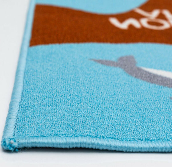 Educational World Map Animals / City Roads Reversible Fun Kids Area Rug  - 31"x58"