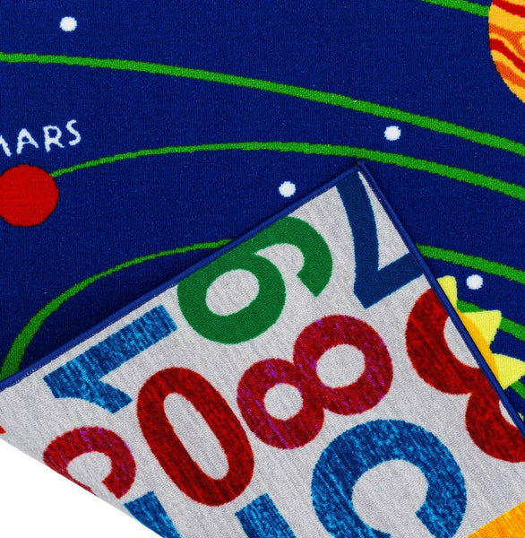 Soft Educational Solar System Planets / Numbers Reversible Fun Kids Area Rug