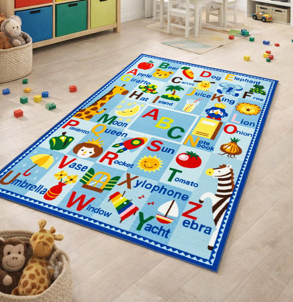 Educational Alphabet ABCs / Girl's City Roads Reversible Fun Kids Area Rug