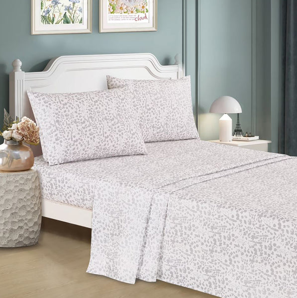 7 Piece Purple Floral Botanical Modern Comforter Set Soft Bedding