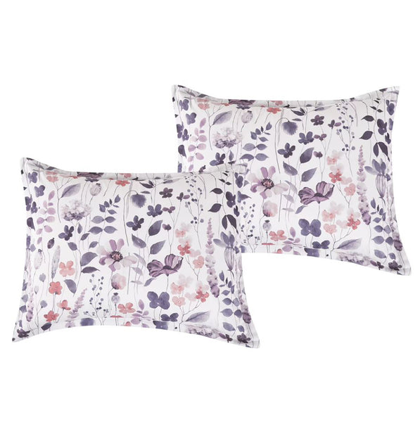 7 Piece Purple Floral Botanical Modern Comforter Set Soft Bedding