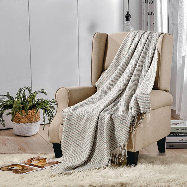 Textured Woven Soft Cozy Throw Blanket with Fringe Tassels – 50"x60"