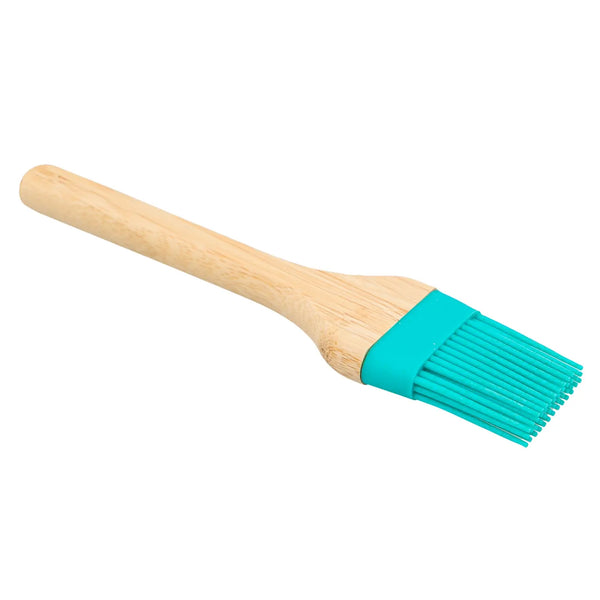 2 Piece Set Bamboo Silicone Teal Blue Basting Brush - 9" Long