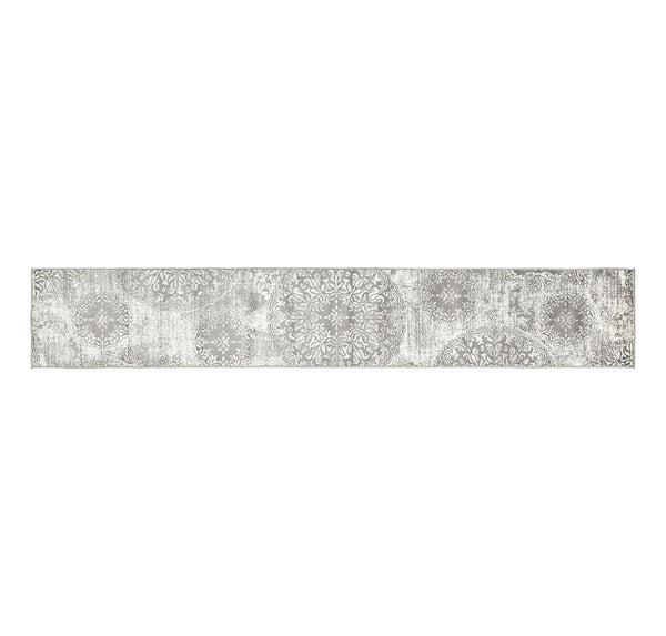 Gray/Ivory Vintage Distressed Medallion Runner Rug - 2' x 13'