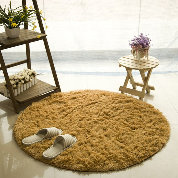 Fluffy Round Rug Carpets for Living Room Kilim Faux Fur Carpet Kids Room Long Plush rugs for bedroom Shaggy Area Rug White
