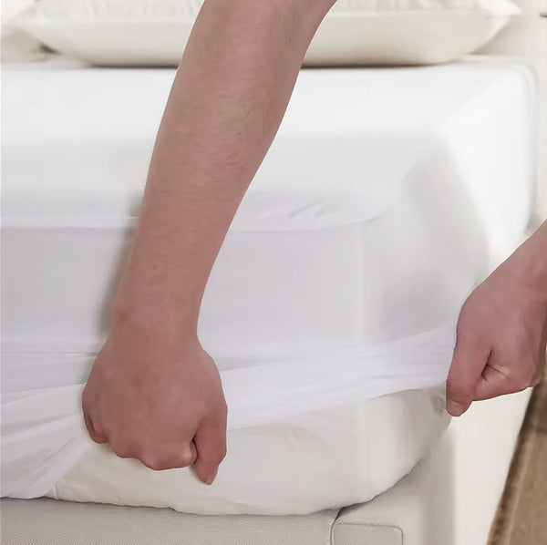 King Size Waterproof Mattress Pad Fitted Elastic Cover Protector - Stretches up 15" Inches
