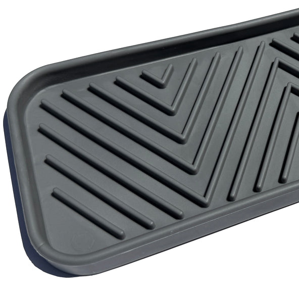 Grey Non-Slip TPR Kitchen Sink Sponge Holder Tray Mat - 2 Pack