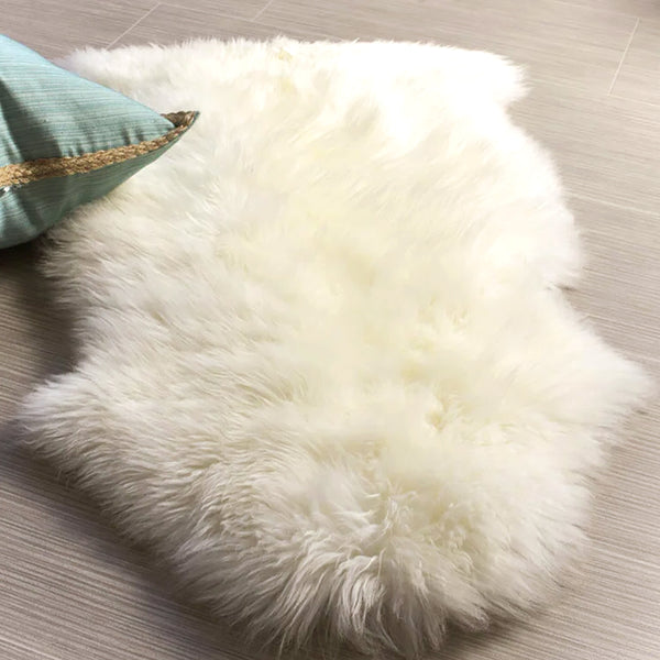 Ivory White New Zealand Super Thick Plush Natural Sheepskin Shag Rug - 28"x40"
