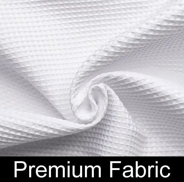 White Waffle Weave Geometric Washable Thick Fabric Shower Curtain - 70" x 72"