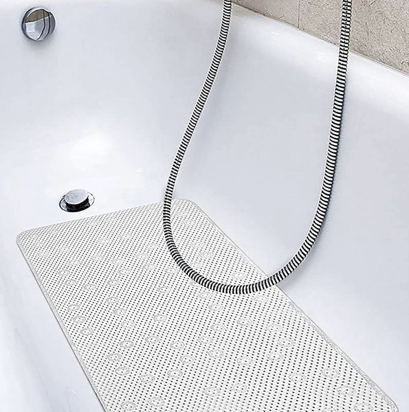 White Non-Slip Foam Bathtub Shower Mat With Suction Cups
