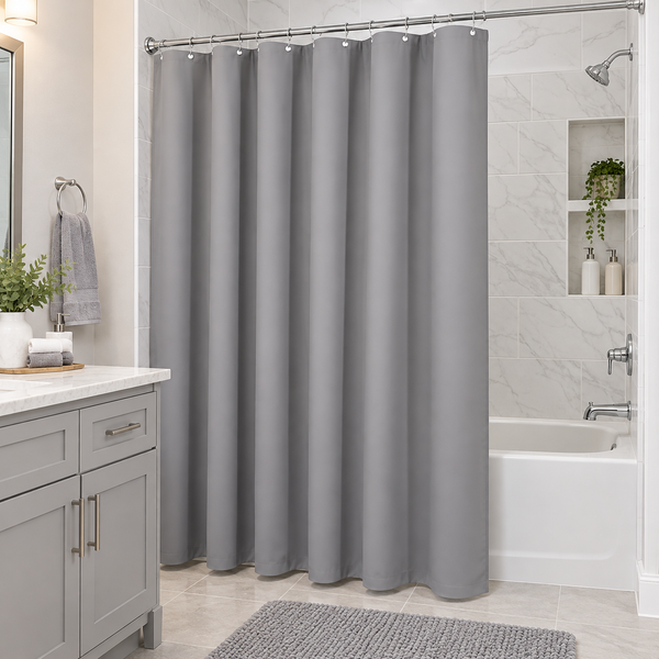 71" x 71" - Grey Vinyl Shower Curtain Liner Waterproof