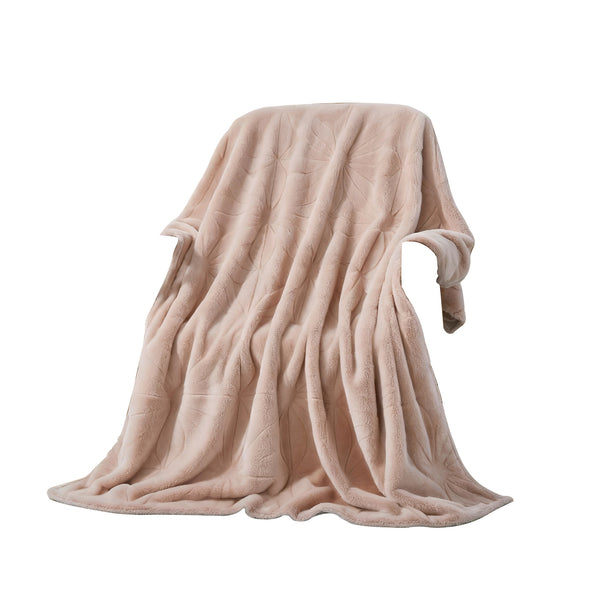 Rose Pink Soft Plush Embossed Textured Faux Fur Throw Blanket - 50" x 70"