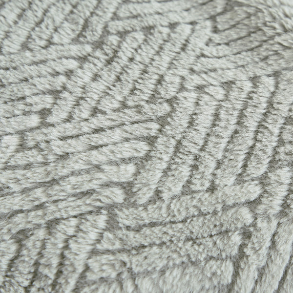 Grey Soft Plush Embossed Textured Faux Fur Throw Blanket - 50" x 70"