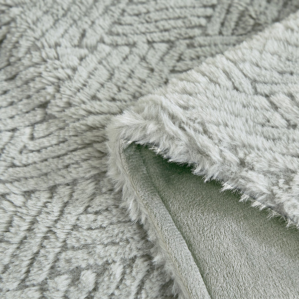 Grey Soft Plush Embossed Textured Faux Fur Throw Blanket - 50" x 70"