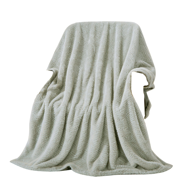 Grey Soft Plush Embossed Textured Faux Fur Throw Blanket - 50" x 70"