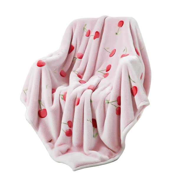 Pink Cherry Soft Plush Fleece Cozy Throw Blanket - 50" x 70"