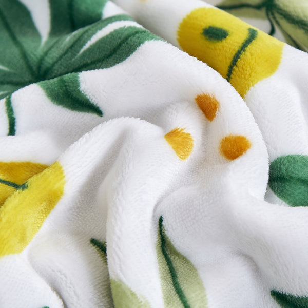 White Green Smiling Face Soft Plush Fleece Cozy Throw Blanket - 50" x 70"