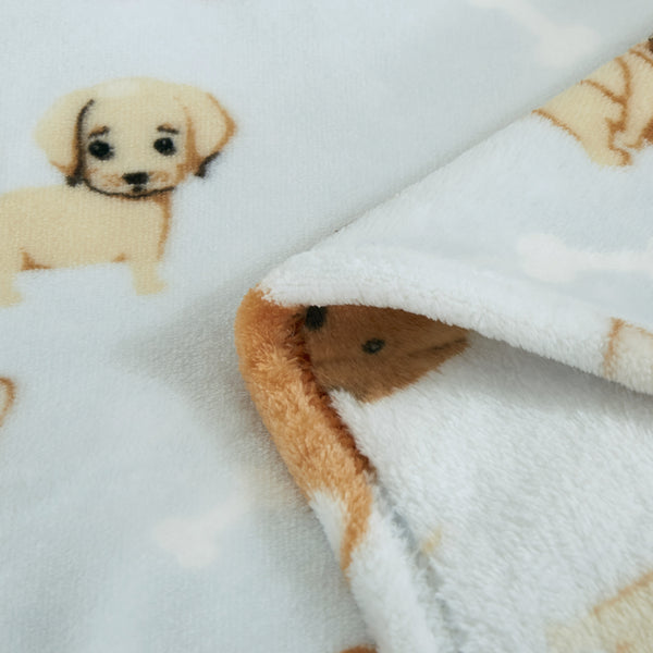 Dog Puppies Blue Soft Plush Fleece Cozy Throw Blanket - 50" x 70"
