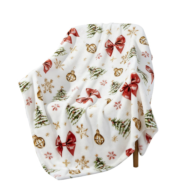 White Christmas Holiday Soft Plush Fleece Cozy Throw Blanket - 50" x 70"