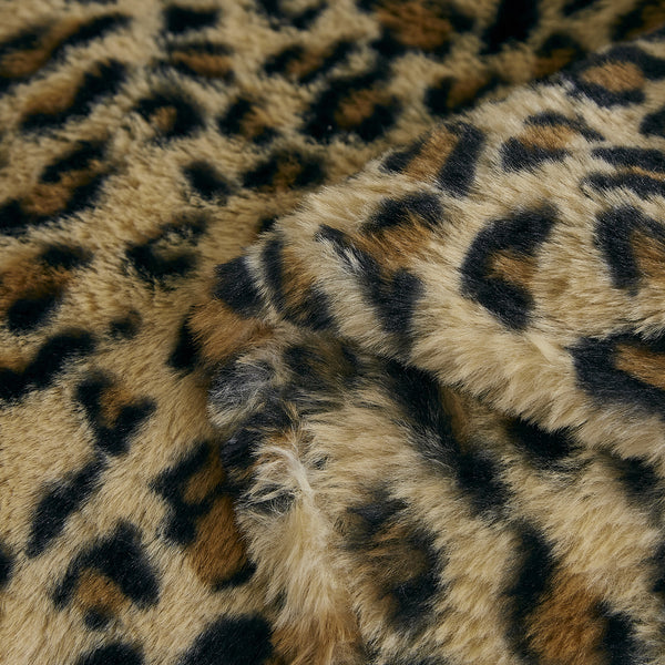 Beige Black Cheetah Animal Print Soft Plush Faux Fur Throw Blanket - 50" x 70"