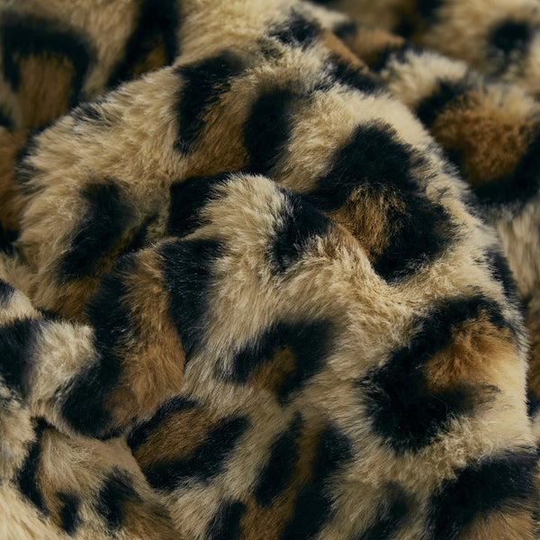 Beige Black Cheetah Animal Print Soft Plush Faux Fur Throw Blanket - 50" x 70"